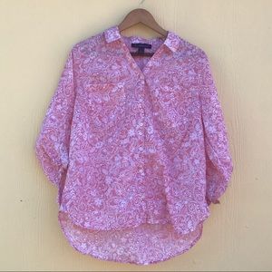 Gloria Vanderbilt Long Sleeve Button up in Pink